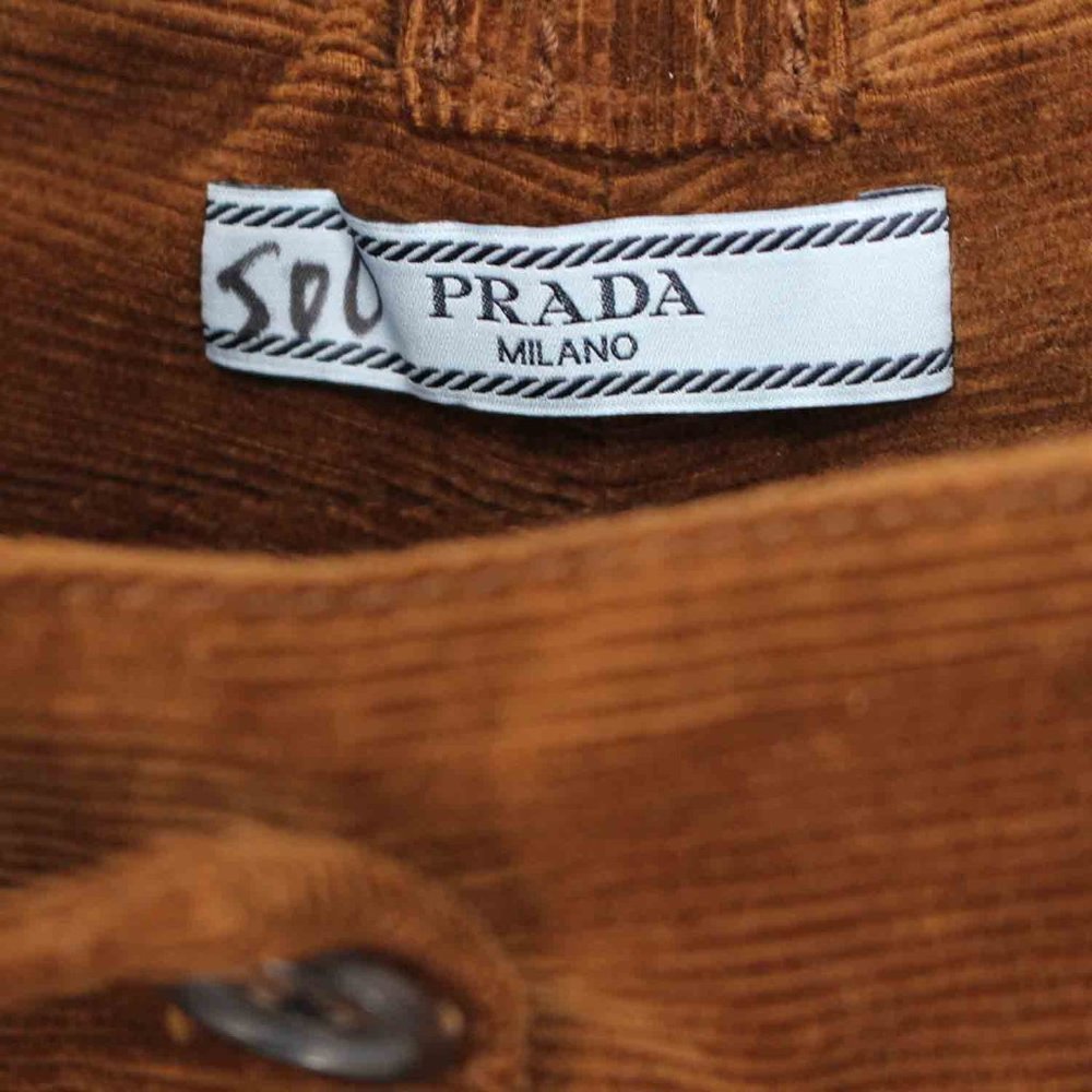 PRADA Corduroy Pants Brown High Rise Flare Leg Trousers size 36 Small Milano NEW - Picture 4 of 8